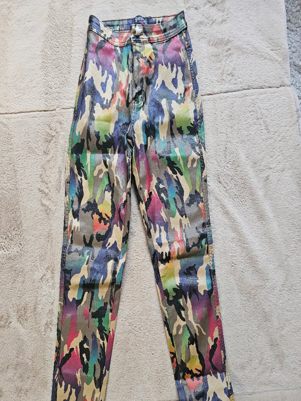 Swank A Posh Multicolor Camo Faux Leather Skinny Pants | Size Small